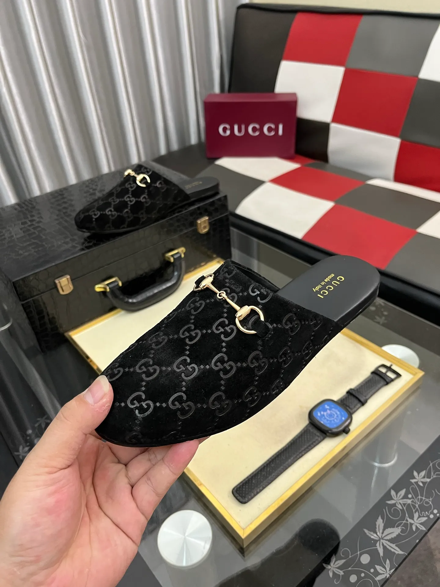 Men's shoes 💰480⌚️⌚️[Gucci] 2024 new season half-slip men's shoes, made of Italian imported first-layer frosted cowhide➕sheepskin lining, original hardware buckle, original combination wear-resistant outsole, real shot 🎬 Very comfortable on the feet, size 36-44